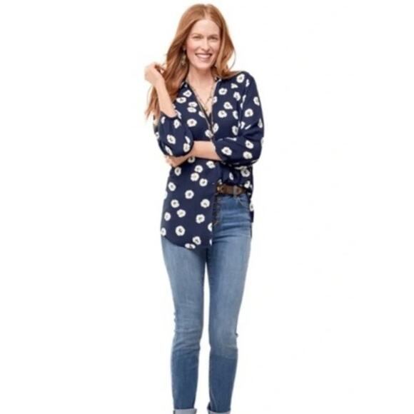 CAbi Tops - CAbi Blue Floral Go To Button Down Daisy V Neck Shirt